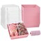 50 Pack Paper Charcuterie Boxes with Clear Lids, Disposable Sandwich Boxes Square To Go Food Containers for Mother's Day Desserts, Strawberries, Cake Slice and Cookies (Pink)